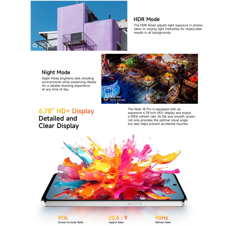 Ulefone Note 18 Pro, 6GB+256GB, Face ID & Side Fingerprint, 6.78 inch Android 14 MediaTek Helio G91 MTK6769 Octa Core, Network: 4G, Dual SIM, OTG, NFC Ulefone Note 18 Pro, 6GB+256GB, Face ID & Side Fingerprint, 6.78 inch Android 14 MediaTek Helio G91 MTK6769 Octa Core, Network: 4G, Dual SIM, OTG, NFC